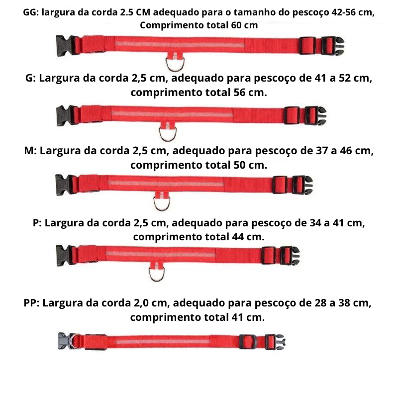 Coleira de Nylon LED